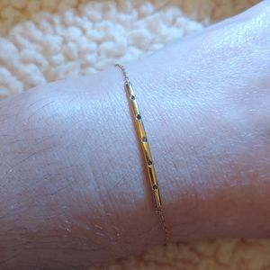 14k Rose Gold Blue Diamond Bar Bracelet